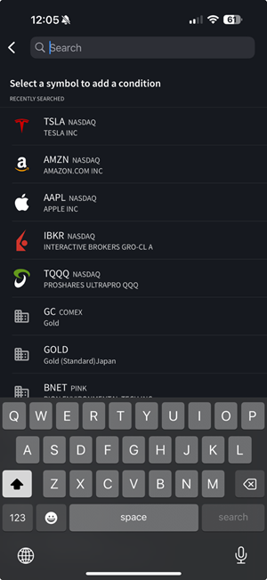Search for an alert symbol on the iPhone. 